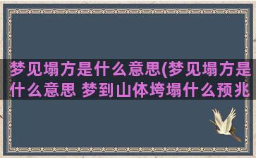 梦见塌方是什么意思(梦见塌方是什么意思 梦到山体垮塌什么预兆)